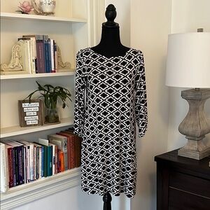 Geometric Black and White Dress